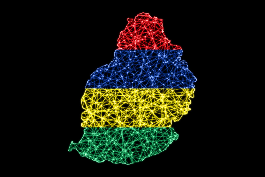 map of mauritius, polygonal mesh line map